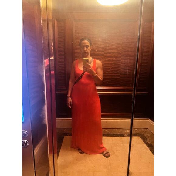 MICHAEL KORS Red Ribbed Sleeveless Tank Long Maxi Style Dress Size Medium - Picture 14 of 14